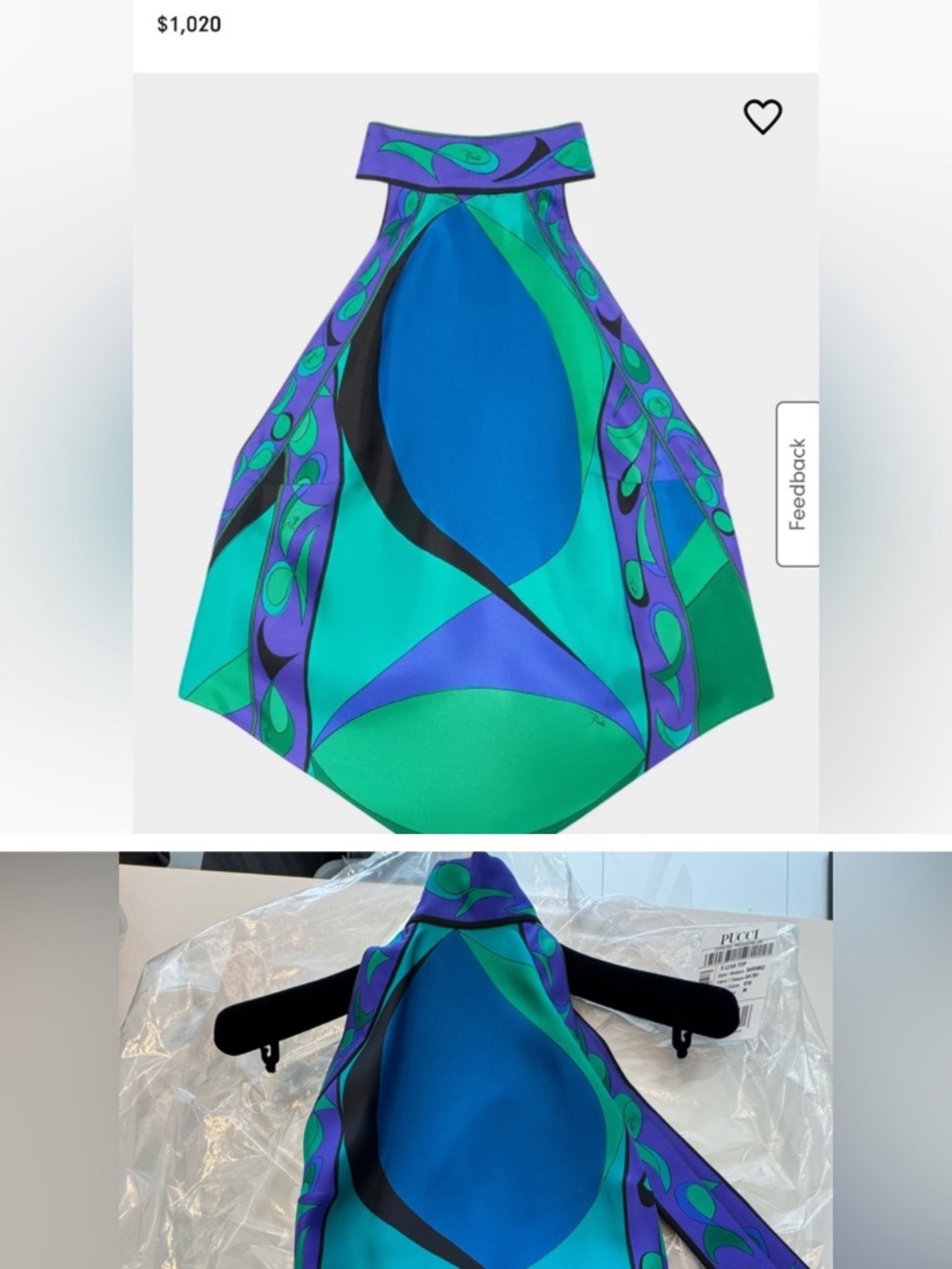 Emilio Pucci Pesci-Print Silk Twill Halter Scarf Top - SMERALDO - Picture 2 of 10